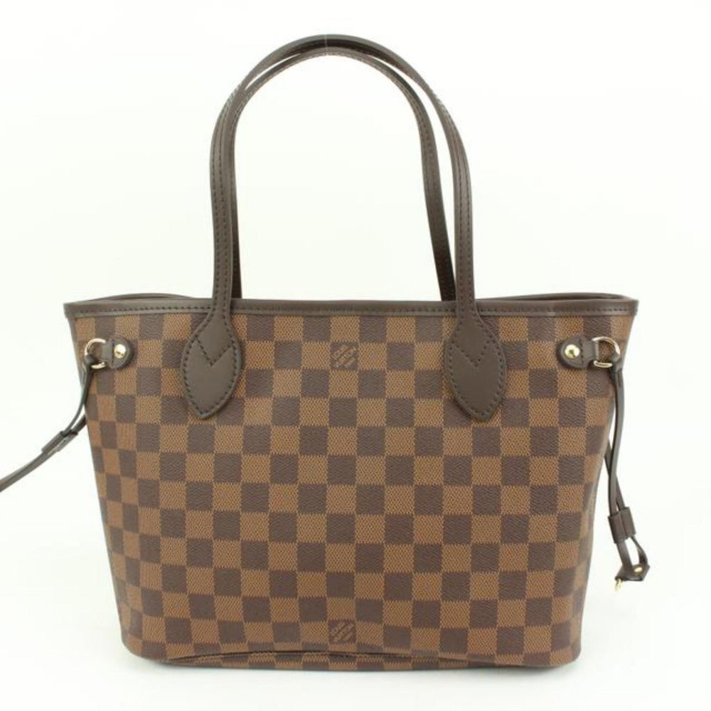 Louis Vuitton Small Damier Ebene Neverfull PM Tote Bag 44lk82